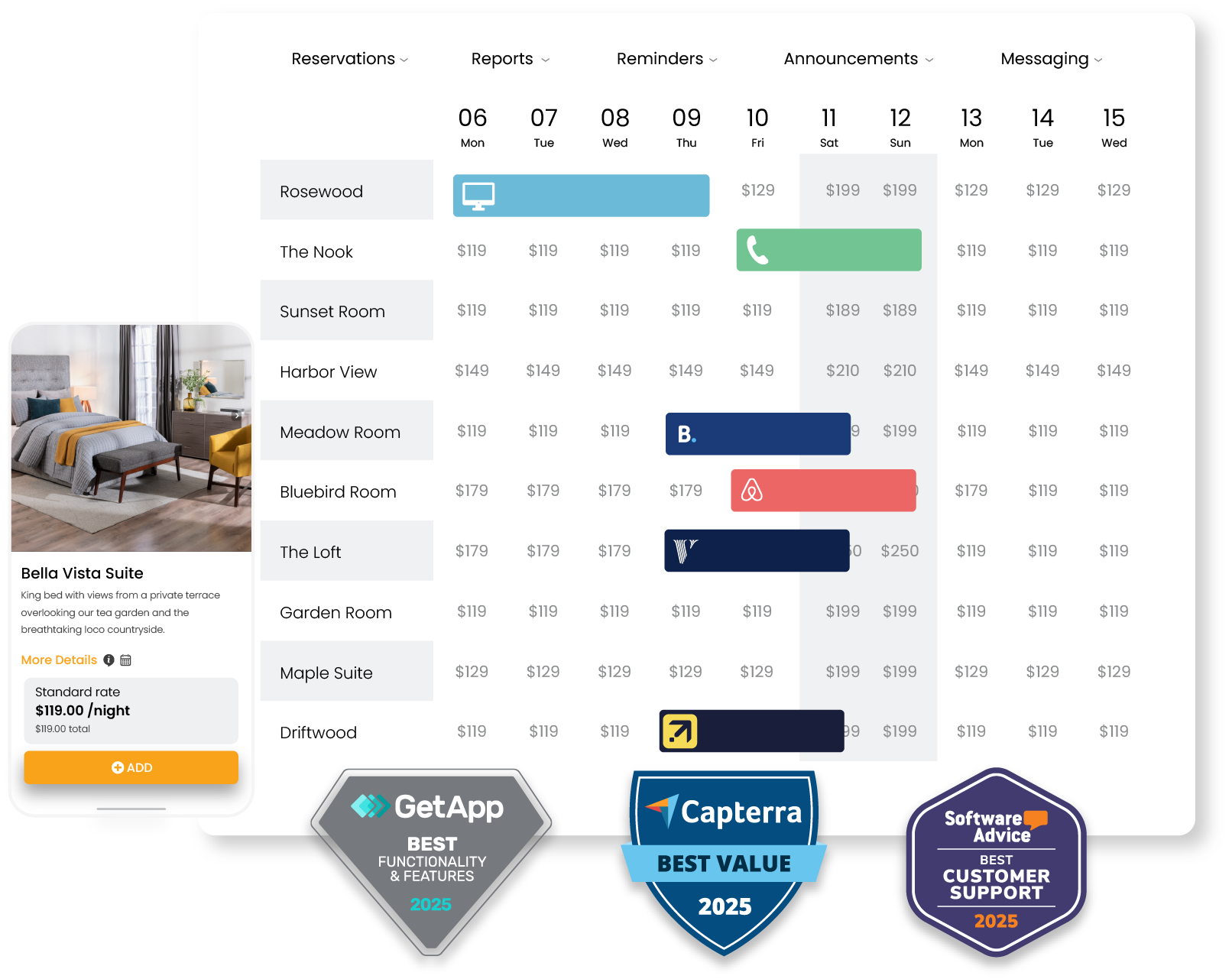 A screenshot of a website with a table and a badge.