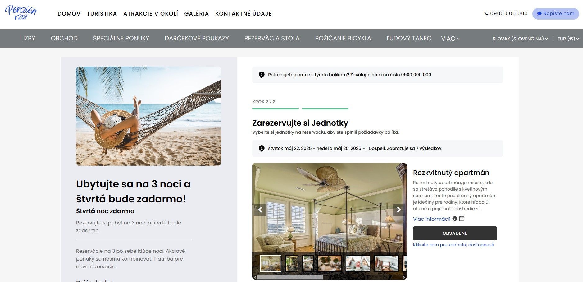 A screenshot of a website with a picture of a beach and a couch.