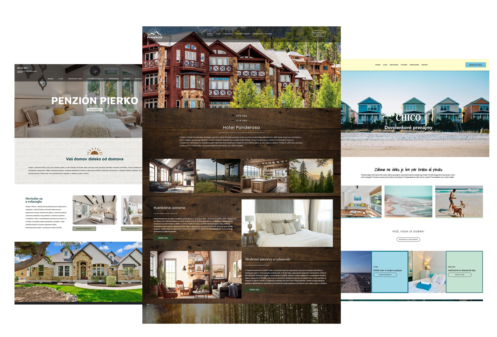A collage of images of a hotel website on a white background.