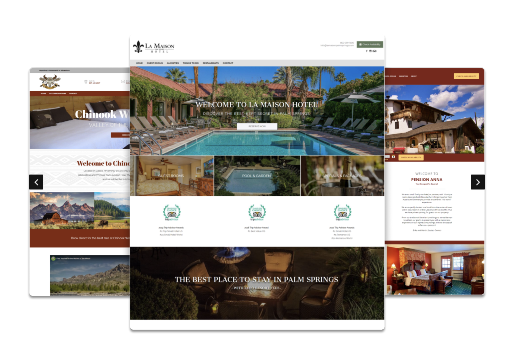A collage of images of a hotel website on a white background.