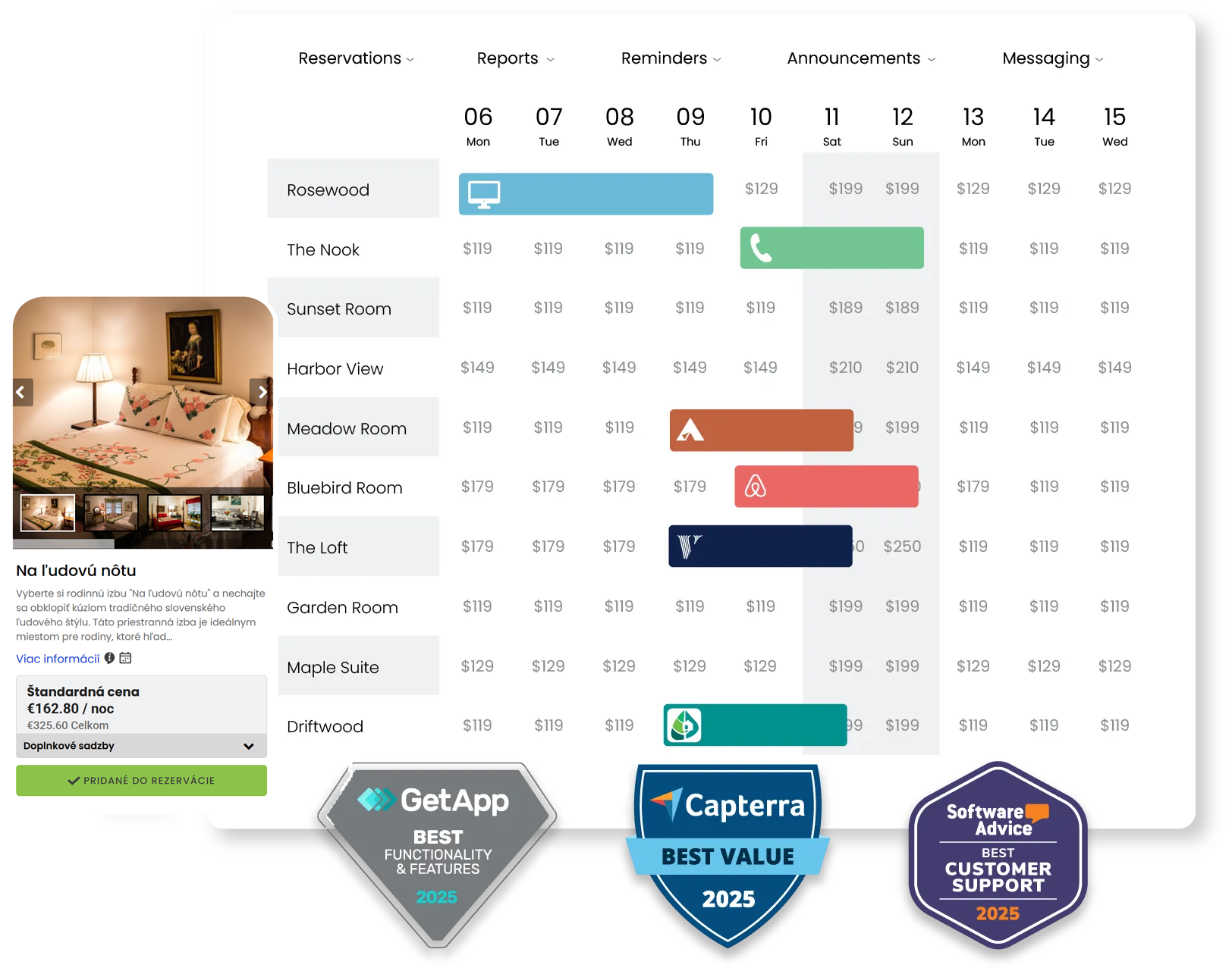A screenshot of a website with a table and a badge.