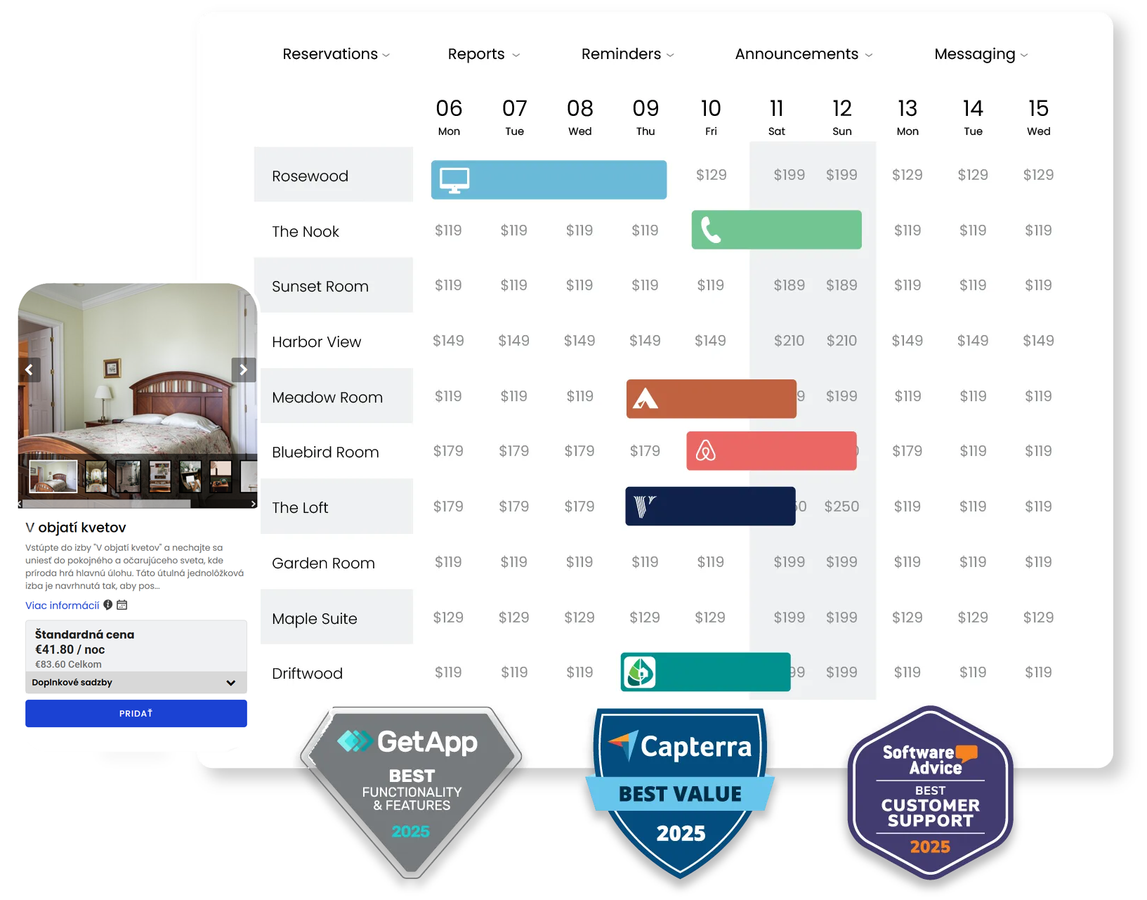 A screenshot of a hotel website with a badge that says best value.
