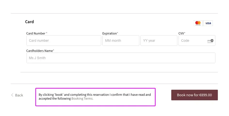 A screenshot of a website with a purple arrow pointing to a button.