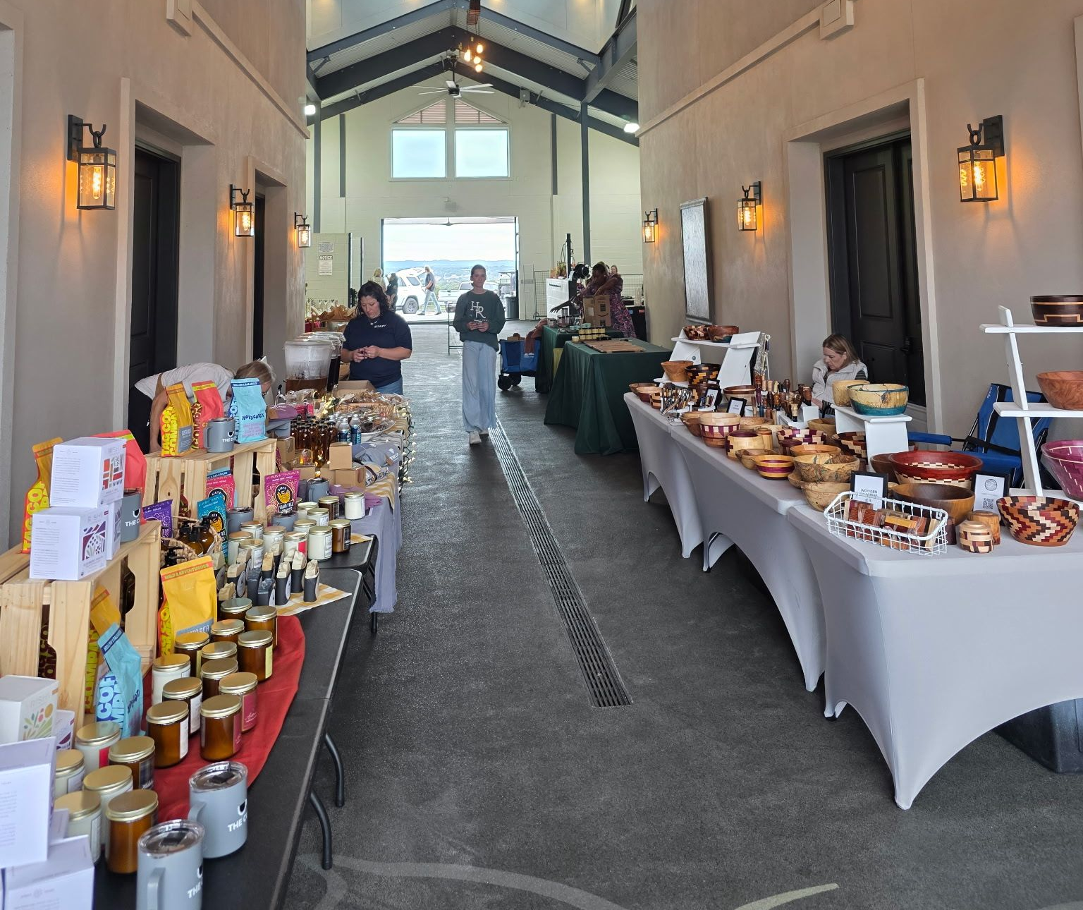 tables with vendor items for viewing