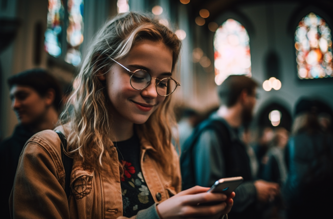 Meisje met kerkapp in de kerk