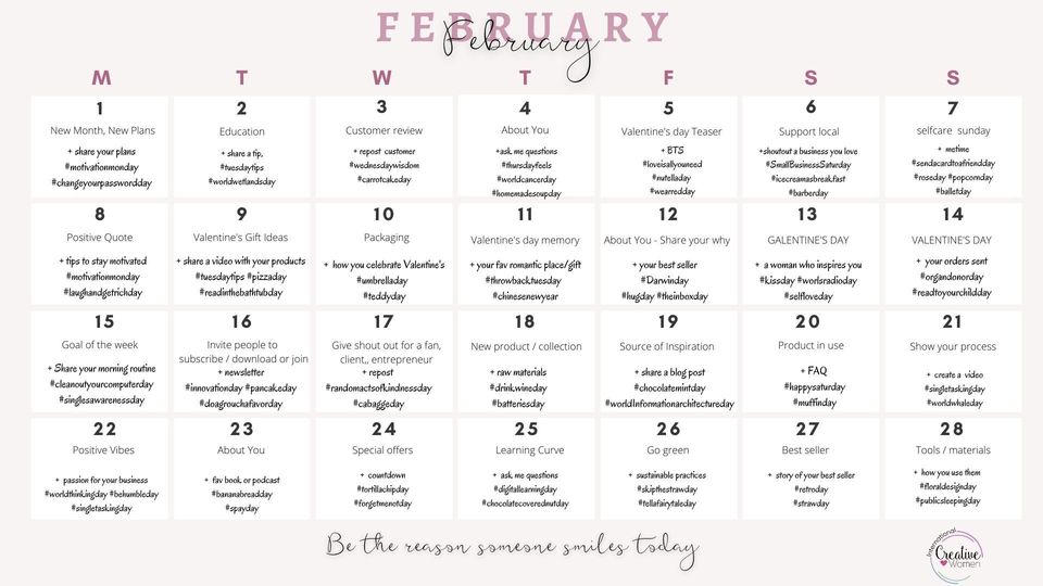 Content calendar February 2021