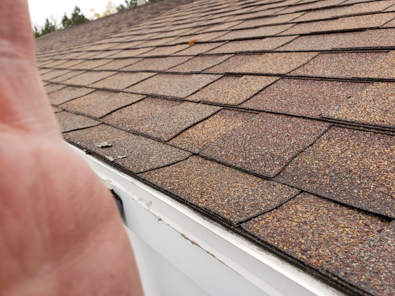 A close up of a person 's hand holding a roof.