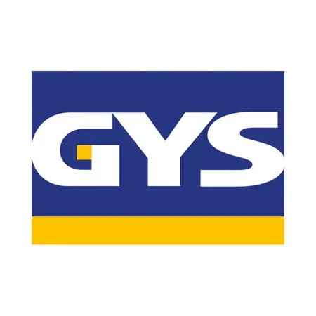 Logo GYS : Lettres « GYS » blanches à l’intérieur d’un rectangle bleu et jaune.