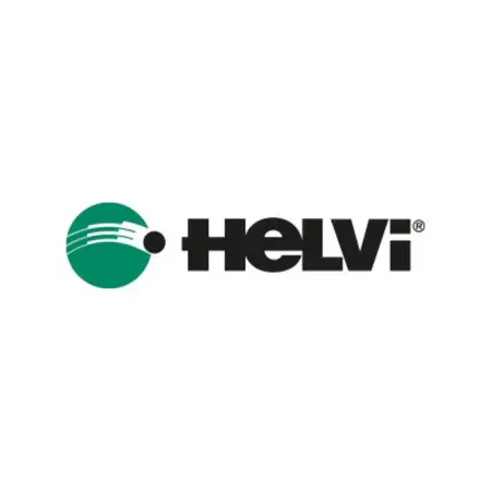 Le logo d'HELVI représente une sphère verte avec des lignes blanches et le mot « HELVI » en noir.