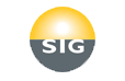 Logo : Globe doré et gris foncé avec le texte « SIG ».