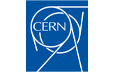 Logo du CERN : carré bleu avec des lignes blanches entrecroisées formant un « C », un « E », un « R » et un « N ».