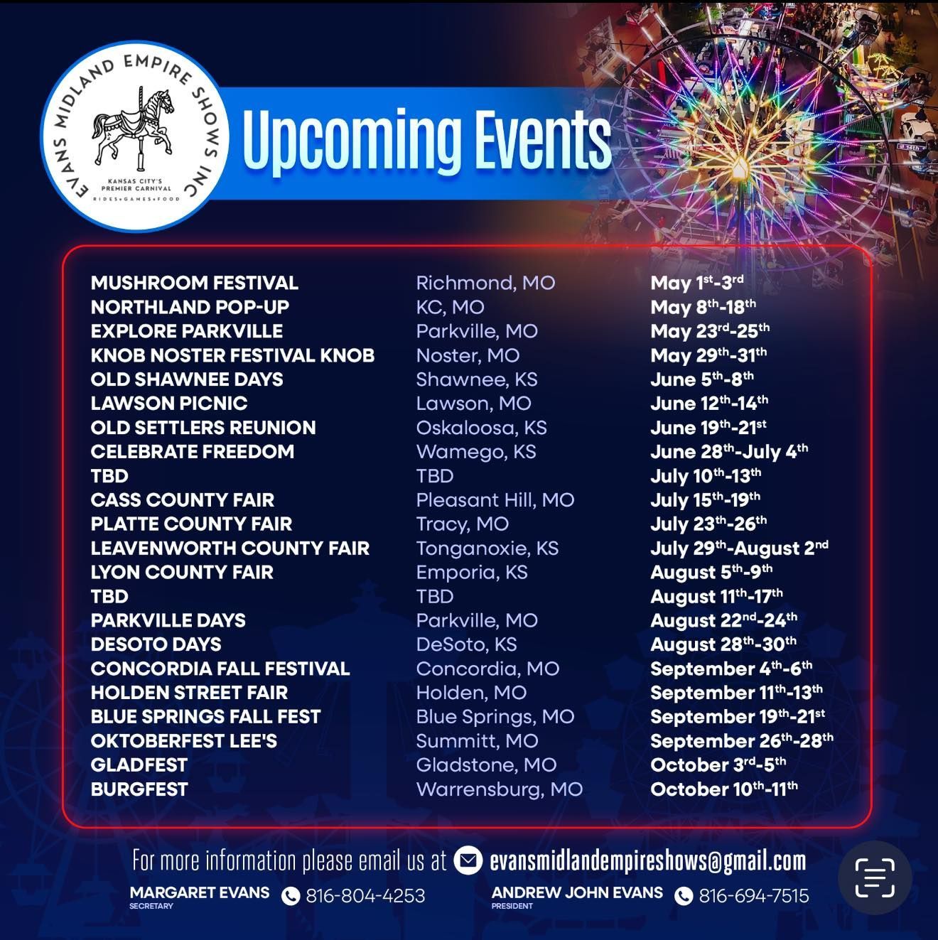 Event Schedule - Kansas City, MO - Evans Midland Empire Shows