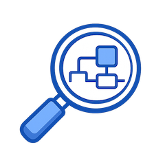 Icon representing analysis and clarity in digital systems