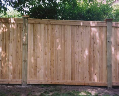 Six-foot V-grooved board topped with 1 by 4 fascia board
