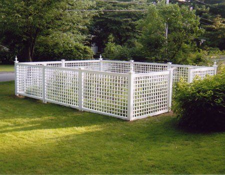 English lattice around garden with four-inch openings