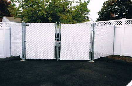 Eight-foot chain link gates with Finn slats