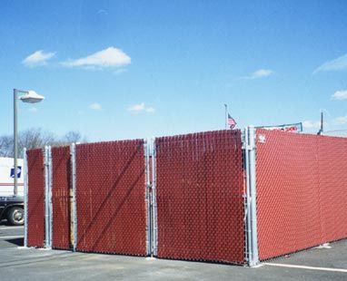 Seven-foot chain link with privacy slats