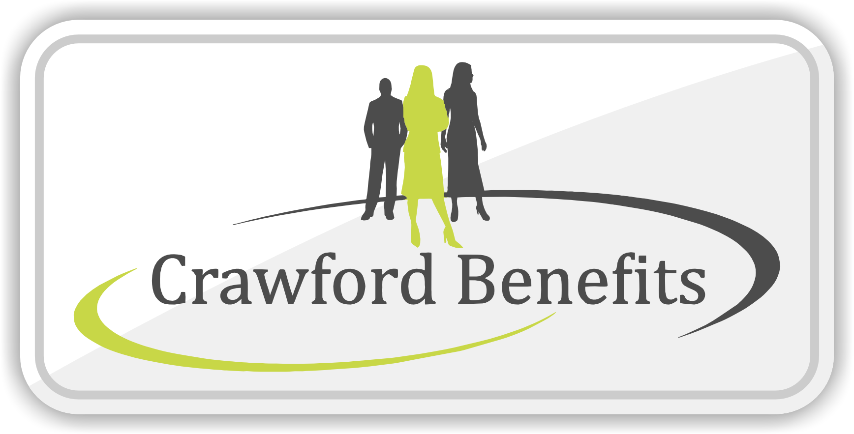 The logo for crawford benefits shows a man and a woman standing next to each other