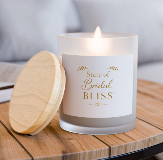 be your bliss state of bridal bliss soy candle with wooden cover