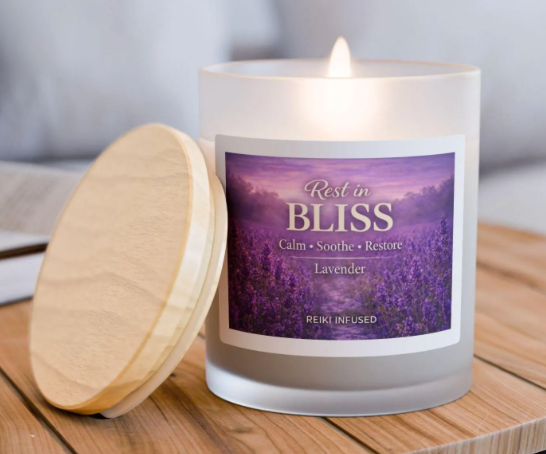 be your bliss reiki infused soy candle Rest in Bliss lavender