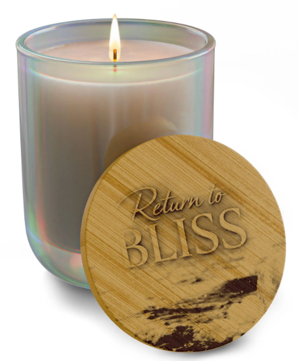 Be Your Bliss soy candle Return to BLISS wooden cover