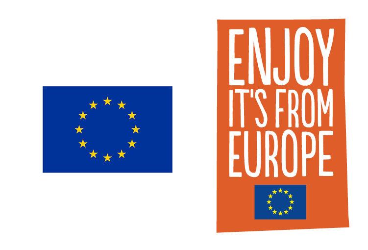 Bandiera dell'Unione Europea e grafica promozionale 