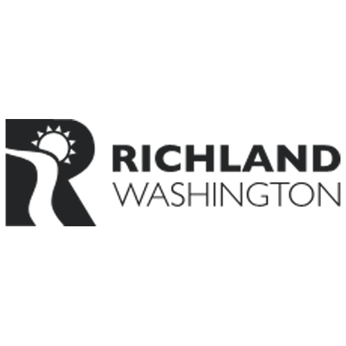 A black and white logo for Richland Washington