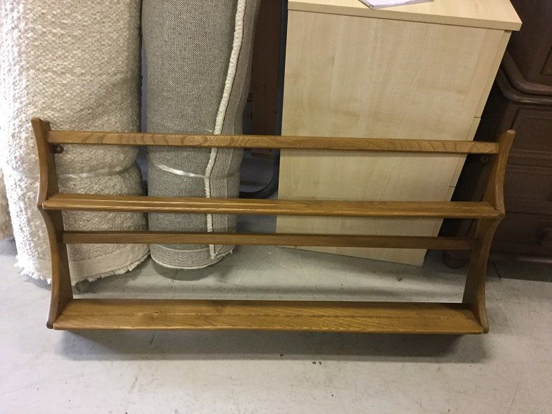 Vintage Blonde Ercol Hanging Plate Rack/ Shelf