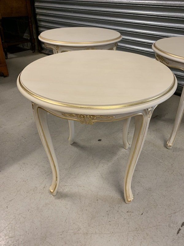 Circular French Style Ivory & Gold Painted Occasional Table