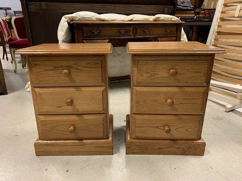 A Pair of Solid Oak Bedside Tables