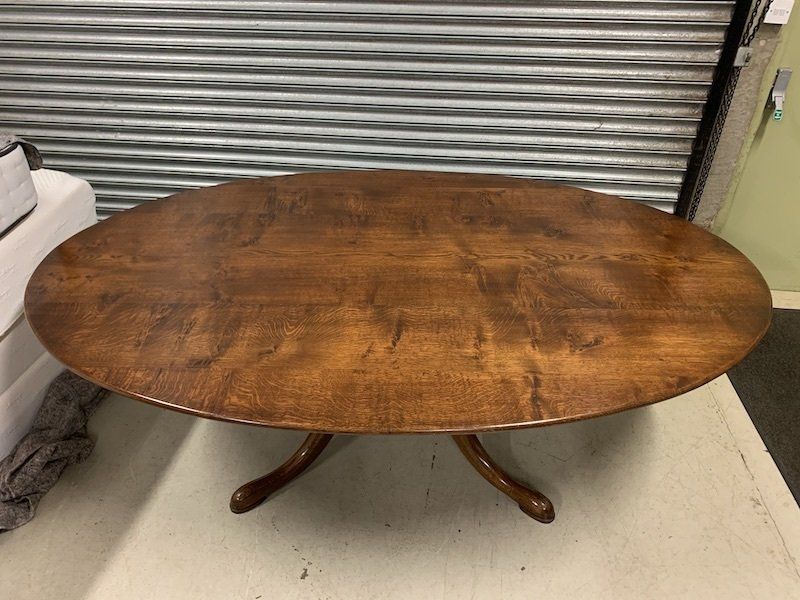 Superb Quality 7'6 X 5' Bespoke Oval Solid Ipswich Oak Planked Pedestal Dining Table
