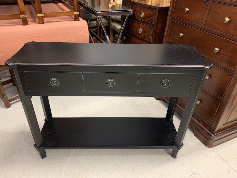 Super Black & Gold Oak Console Tables from Laura Ashley