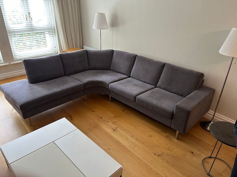 Grey Left L Shaped 'Indivi' Corner Sofa with Round Resting Unit by BoConcept