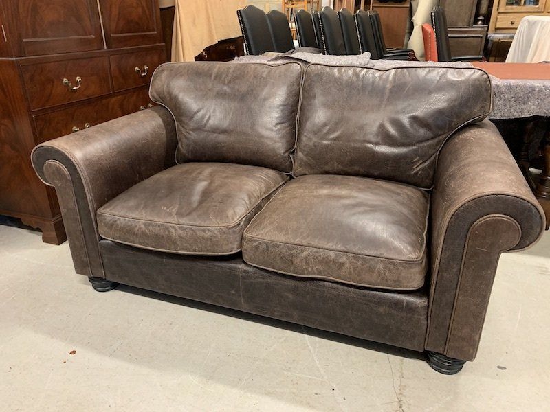 Quality two Seater Aged Leather Sofa made by Collins & Hayes