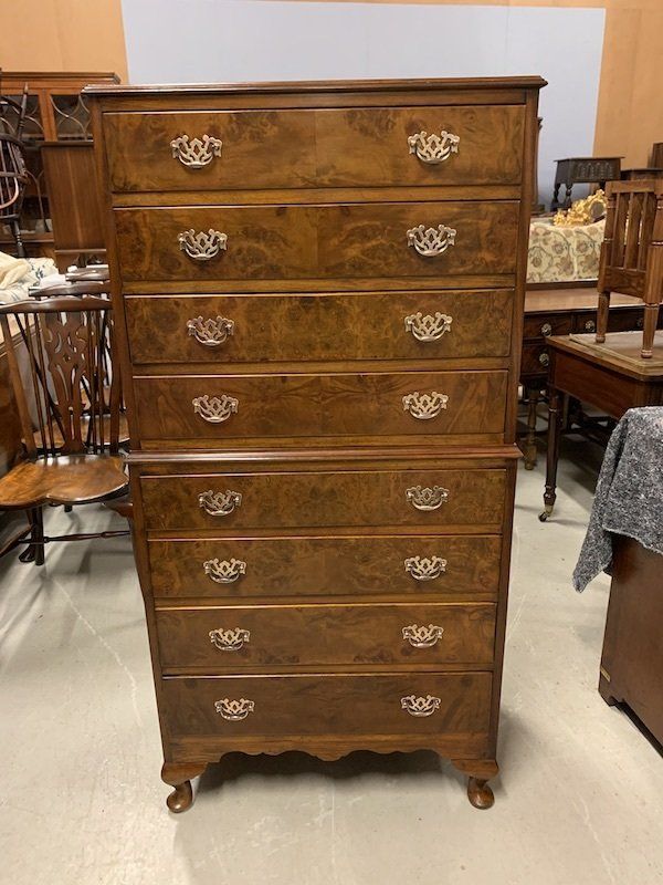 Stunning Vintage Burr Walnut Chest on Chest