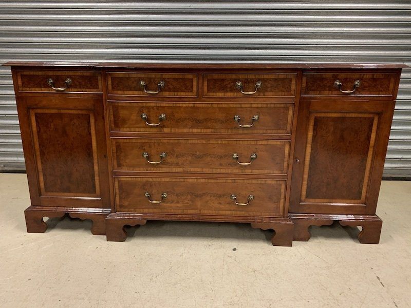 Stunning Burr Yew & Rosewood Breakfront Sideboard
