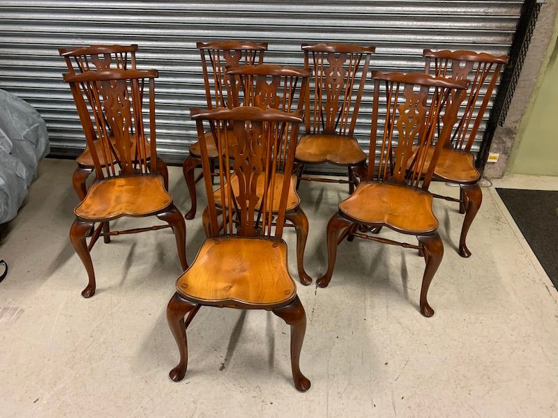A Set of Eight Stunning Fan Back Dining Chairs by Stewart Linford