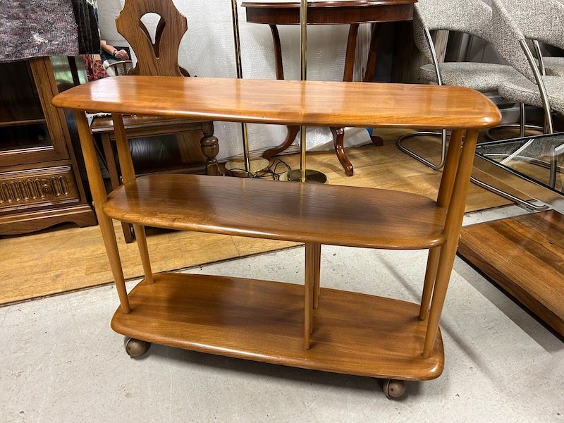 Stunning Original Mid Century Ercol Windsor Trolley/ Half Giraffe Bookcase