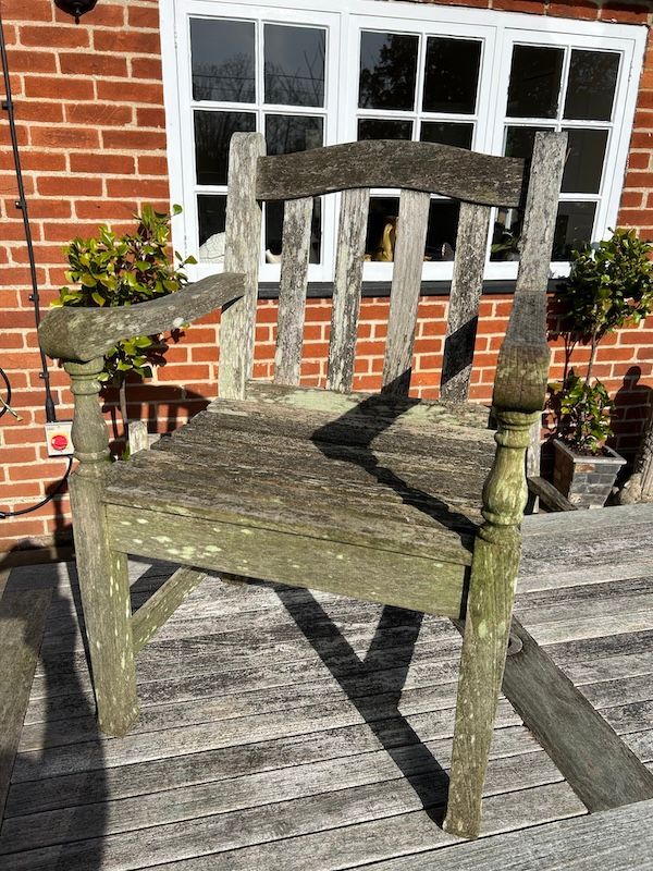 Set of Four Genuine Plantation Teak Garden Carver Chairs by Barlow Tyrie