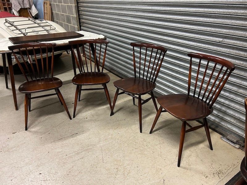 A Set of Four Vintage Ercol 2056 Stick Back Dining Chairs