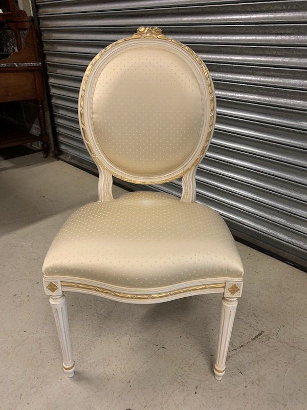 Lovely French Style Sprung Ivory & Gold Gilt Bedroom Chair