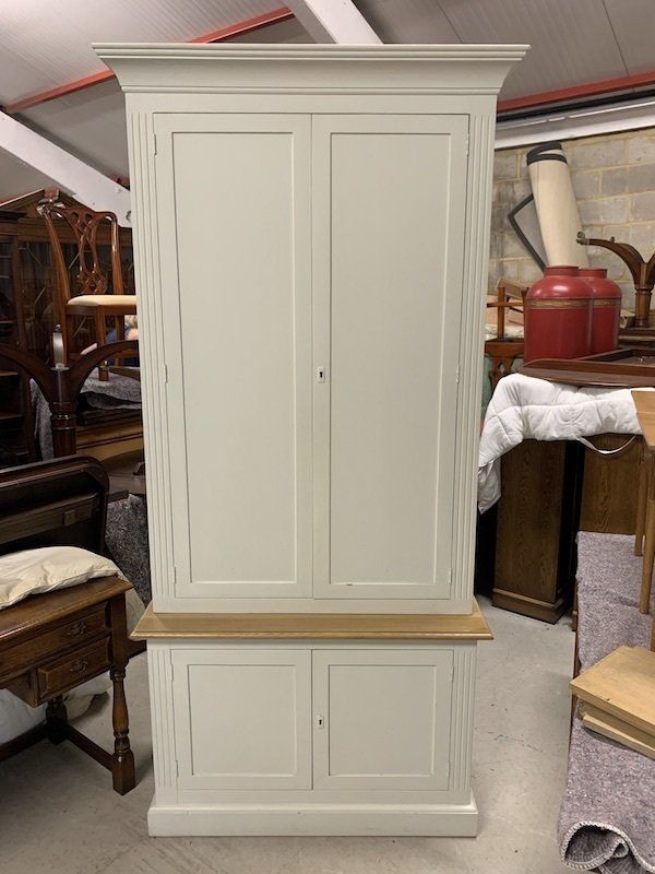 7'6 Tall Painted Grey Oak Larder / Storage Cupboard