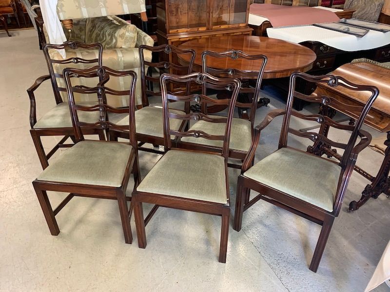 Quality Set of Six Mahogany Chippendale Style Dining Chairs by G T Rackstraw