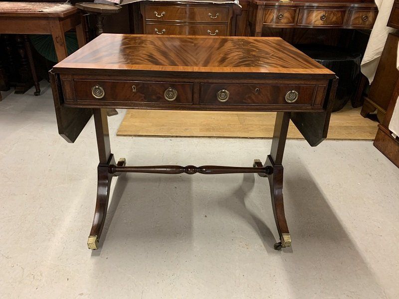 Antique 19th Century Flamed Mahogany Sofa Table