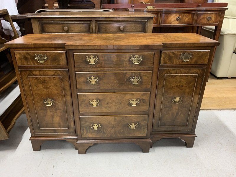 Small Proportioned Bevan Funnell Walnut Breakfront Sideboard