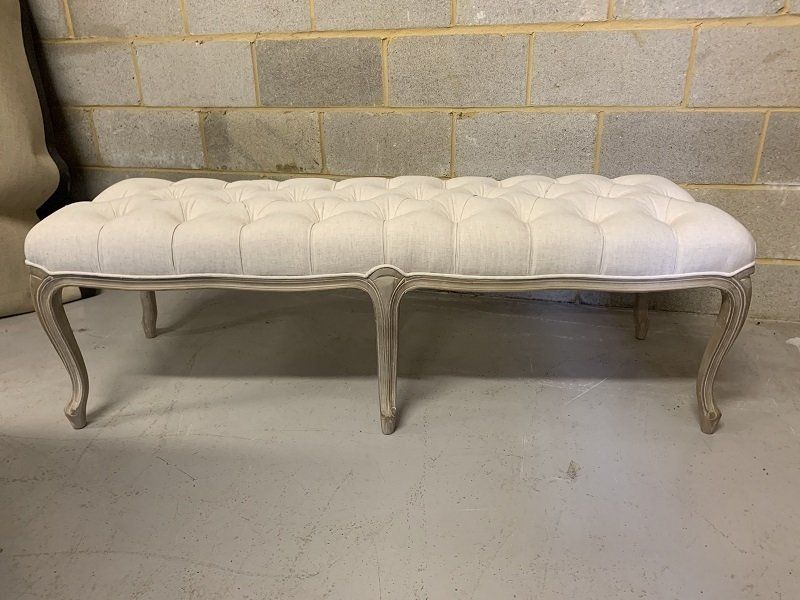 Designer Cream Upholstered Six legged Bench/ Window Seat