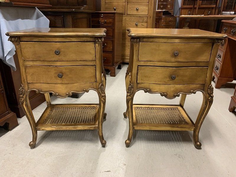 A Pair of French Style Gold Leaf Bedside Tables
