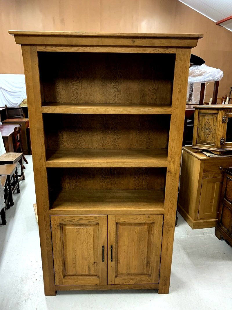 Solid Oak Double Bookcase/ Cupboard