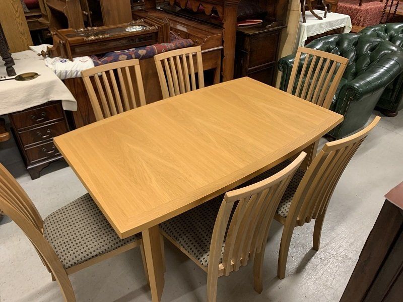 Solid Oak Extending Table & Six Dining Chairs by Skovby