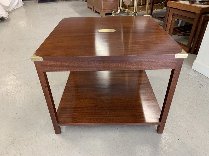 French Polished Mahogany Military Style Campaign Side / Coffee Table by Bevan Funnell